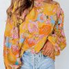 Ginger Floral Print Ruffle Puff Sleeve Blouse