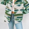 Blackish Green Aztec Print Button Up Long Sleeve Jacket