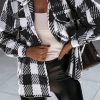 Practical And Decorative: Black Plaid Textured Shacket For Modern Style