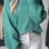 Sea Green Cable Knit Sleeve Drop Shoulder Sweater