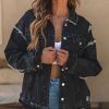 Oversized Fit Denim Jacket: Vintage Wash And Frayed Edges For A Cool And Casual Look