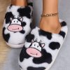 Stay Stylish And Comfy At Home With Soft And Fuzzy Cow Embroidered Slippers