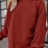 Racing Red Ribbed Corded Oversized Sweatshirt