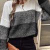 Black Color Block Drop Shoulder Ribbed Trim Sweater