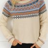 Boho Style Geometric Detail High Neck Sweater - Stay Fashionable And Cozy