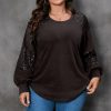 Gorgeous Plus Size Black Top With Sequin Patchwork Detailing