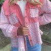 Versatile And Fashionable: Women's Rosy Buttoned Jacket With Raw Hem