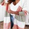 Gray Colorblock Stripe Open-Front Cardigan