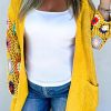 Versatile And Effortless Style: Women's Plus Size Open Front Cardigan In Yellow