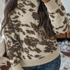 Plus Size Crew Neck Animal Print Pullover Sweatshirt