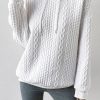 White Cable Textured Casual Drawstring Hoodie