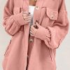 Peach Blossom Exposed Seam Elbow Patch Oversized Shacket