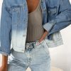 Sky Blue Contrast Washed Gradient Denim Jacket