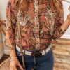 Multicolour Ruffle Trim Boho Printed Shirt