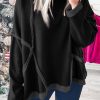 Black Exposed Seam Drop Shoulder Raw Hem Oversized Sweatshirt