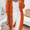 Orange Hollow-out Openwork Knit Cardigan