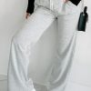 Relaxed Fit And Slimming Effect: Women's Wide Leg Casual Pants In Light Grey