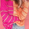 Multicolour Striped Color Block Loose Fit Knit Sweater