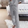 Gray Long Sleeve Top And Drawstring Pants Lounge Outfit