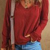 Stylish Basic For Everyday Wear: Women's Red Long Sleeve Tee With Flattering Fit