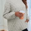 Light Grey Solid Color Quilted Kangaroo Pocket Hoodie