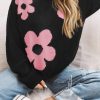 Big Flower Pattern Knit Sweater