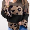 Fashionable Multicolor Colorblock Loose Sleeve Knit Top - Perfect For Spring And Autumn