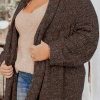 Chicory Coffee Open Front Knit Plus Size Cozy Cardigan