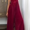 Chic And Roomy Women's Velvet Jumpsuit - Classic Bib Style, Wide Leg Silhouette