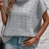 Stylish Cable Knit Turtleneck Sweater With Batwing Sleeves