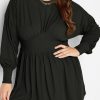 Chic And Elegant Bishop Sleeve Babydoll Top For Fuller Figures