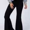 Black High Waist Ribbed Flare Pants