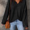 Relaxed Fit Lightweight Top For Casual Daily Wear - Black