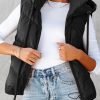 Black Sleek Quilted Puffer Hooded Vest Coat