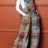 Multicolour Brushed Checkered Wide Leg Overalls