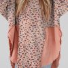 Pink Raw Edge Leopard Patchwork Oversized Blouse