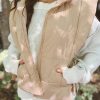 Parchment Solid Color Side Knot Zip Up Puffer Vest