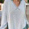 Laurel Green Exposed Seam Contrast Edge Notched Neck Sweatshirt