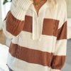 Stripes Collared Neck Corded Sweater