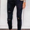 Black Distressed Raw Edge Cropped Skinny Jeans