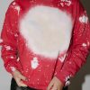 Fiery Red Bleached Tie-dye Print Crew Neck Long Sleeve Top