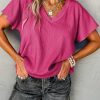 Breathable And Casual: Women's Summer T-Shirt In Bright Pink