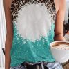 Light Blue Bleached Leopard Tie-dye Print Tank Top