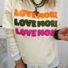 White LOVE MORE Chenille Graphic Long Sleeve Sweatshirt