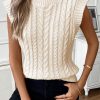 Women's Casual Solid Color Sleeveless Knitted Vest