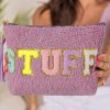 Phalaenopsis Sparkle Letter Pattern Tassel Zipper Makeup Bag