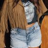 Chic Western Vibes: Faux Suede Plus Size Cropped Jacket For Curvy Ladies