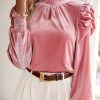 Luxurious Vintage Style Blouse: Puff Sleeve With Ruched Shoulder And Shirred Wrists