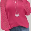 Comfortable And Stylish Plus Size Pink Waffle Knit Top For Everyday Wear