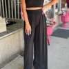 Elegant Solid Color Loungewear Set For Women: Slim Fit Crop Top And Loose Fit Wide Leg Pants